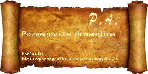 Pozsegovits Armandina névjegykártya